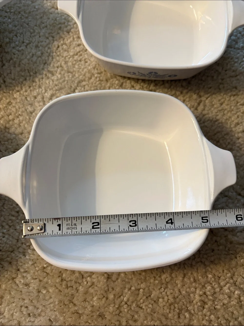 Set of 4 Vintage Corning Ware Cornflower Blue & White Pattern Petite Pan P-41